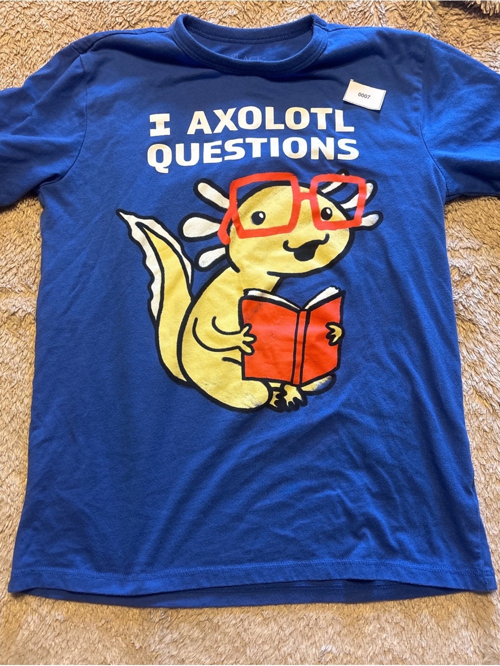 The Children's Place Blue Tee with Yellow Axolotl and Red Accents